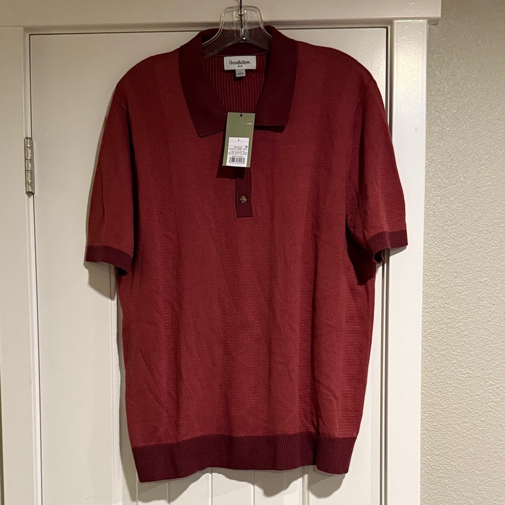 Goodfellow & Co Men’s Short-Sleeve Polo Sweater - Burgundy Red